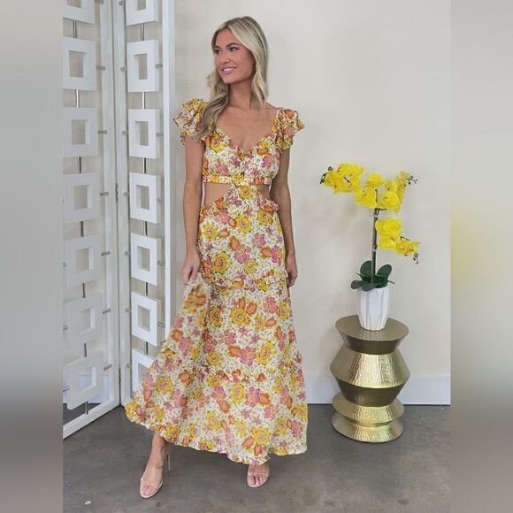 Cleobella Clara Cut Out Ankle Maxi Dress In Lucia Floral Size Large NWT - Picture 8 of 12